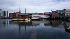4K Time Lapse Close Up Boston Tea Party Museum Copyspace Water