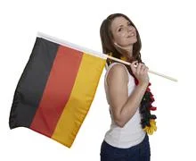 Attractive Woman Shows German Flag