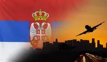 Serbia fabric Flag Travel and Transport Concept