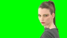 Woman with greenscreen and alpha matte