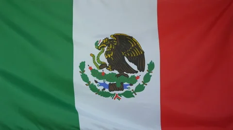 Mexico Flag Real Fabric Close Up 4K