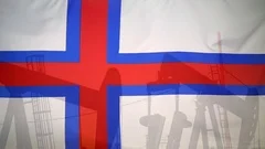 Faroe Islands Flag Slow Motion Oil Production Concept