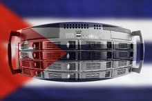 Server Country Concept with Flag of Cuba