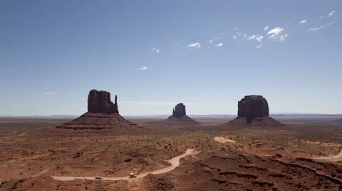 4K Time Lapse Zoom In Monument Valley Under The Blue Sky