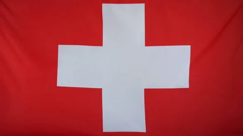 Switzerland Flag Real Fabric Close Up 4K