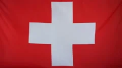 Switzerland Flag Real Fabric Close Up 4K