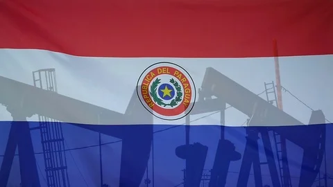 Paraguay Flag Slow Motion Oil Production Concept
