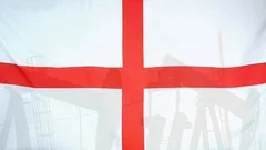 England Flag Slow Motion Oil Production Concept