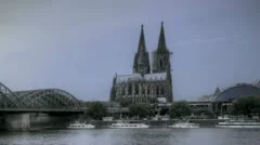 HDR Time Lapse Riverside View Of The Cologne Cathedral