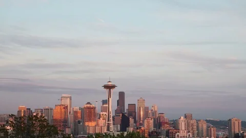 4K Time Lapse Seattle Skyline Sunset