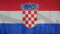Croatia Flag Slow Motion Oil Production Concept