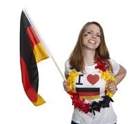 Attractive Woman Shows German Flag