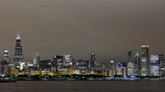 4K Time Lapse Zoom Out Chicago Skyline Night