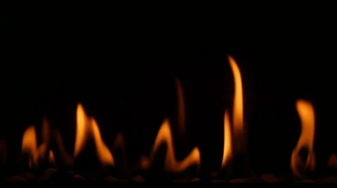Slowmotion Fireplace Burning Close Up