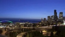 4K Time lapse zoom in traffic Seattle Skyline