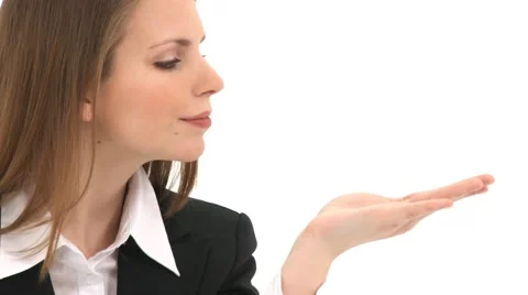 Woman Blows Something From Her Hand (Copyspace)