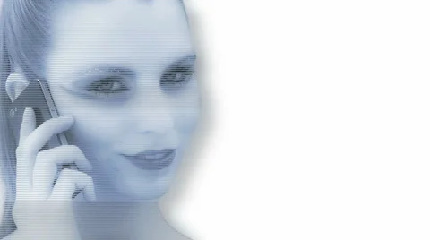 Close Up Woman Hologram Talking On Phone
