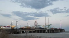 4K Time Lapse Zoom Out Atlantic City Amusement Park At Steel Pier
