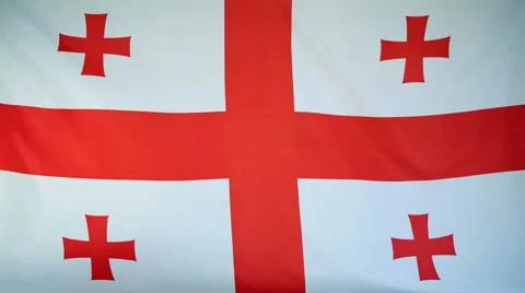 Georgia Flag Real Fabric Close Up 4K