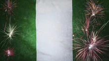 Nigeria Flag Firework Grunge Concept real fabric