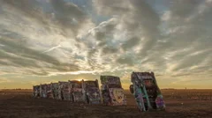 4K Time Lapse Sunrise Cadillac Ranch Texas