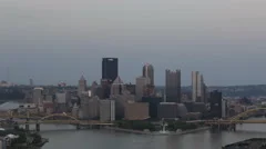 4K Time Lapse Zoom Out Sunset Pittsburgh Skyline