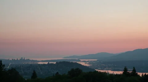 4K Time Lapse Vancouver Cityscape View At Sunset