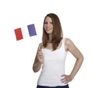 Woman Shows Flag Of France