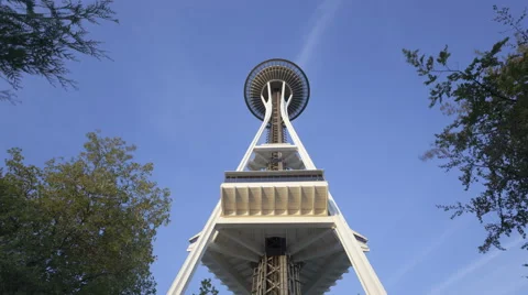 4K Time Lapse Zoom In Of Seattle Space Needle Night
