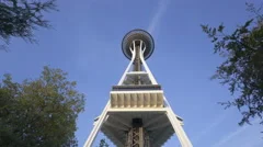 4K Time Lapse Zoom In Of Seattle Space Needle Night