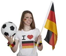 Attractive Woman Shows German Flag And Football