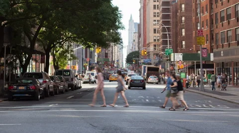 4K Time Lapse Traffic Zoom Out On Broadway Nyc