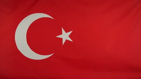 Turkey Flag Real Fabric Close Up 4K