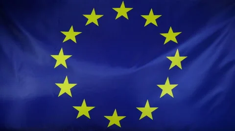 Europe Flag Real Fabric Close Up 4K