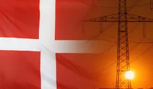 Energy Concept Denmark Flag with sunset power pole