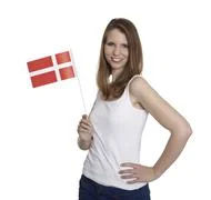 Woman Shows Flag Of Denmark