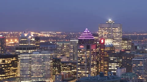 Time Lapse Close Up Zoom Out Montreal Twilight After Sunset