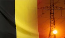 Energy Concept Belgium Flag with sunset power pole