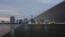 Miami skyline sunset twilight
