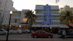 Miami Beach zoom in Ocean Drive Sunset 4K Timelapse (editorial)