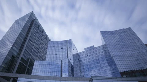 Time Lapse Glass Skyscrapers Zoom Out