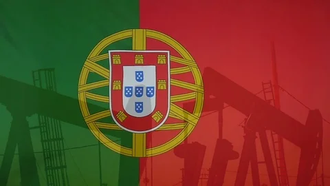 Portugal Flag Slow Motion Oil Production Concept