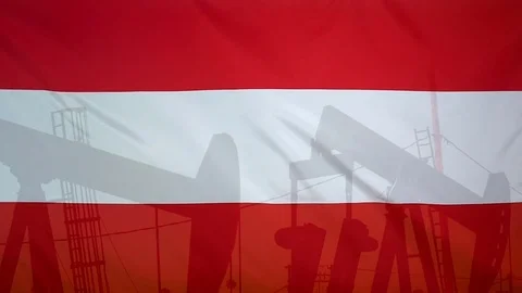 Austria Flag Slow Motion Oil Production Concept