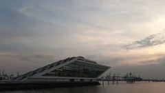 4K Timelapse Docklands Hamburg Zoom Out (Editorial)