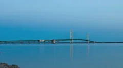 Time Lapse Sunset Mackinac Bridge, Michigan, Usa