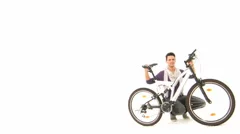 Man Shows Bike With Copyspace