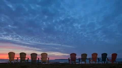 Time Lapse Bood Red Sky Sunrise Lake Hurton Chairs