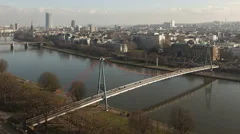 4K Time Lapse Zoom Out Aerial View Frankfurt River Main