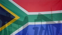 South Africa Flag Slow Motion Oil Production Concept