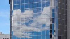 Cloud Reflection 4K Timelapse Zoom Out On Skyscraper Mirror Glass